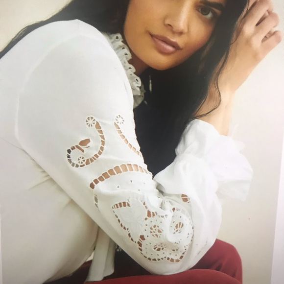 Anthropologie Lace Bow Tie Blouse - XS Petite - Picture 3 of 4